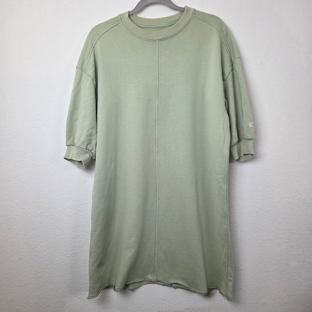 Everlane Sage Green Organic Cotton Sweatshirt T-Shirt Dress Women Small - Picture 1 of 11